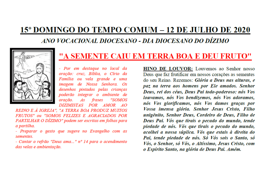 Folheto de celebração do 15° Domingo do Tempo Comum em Família