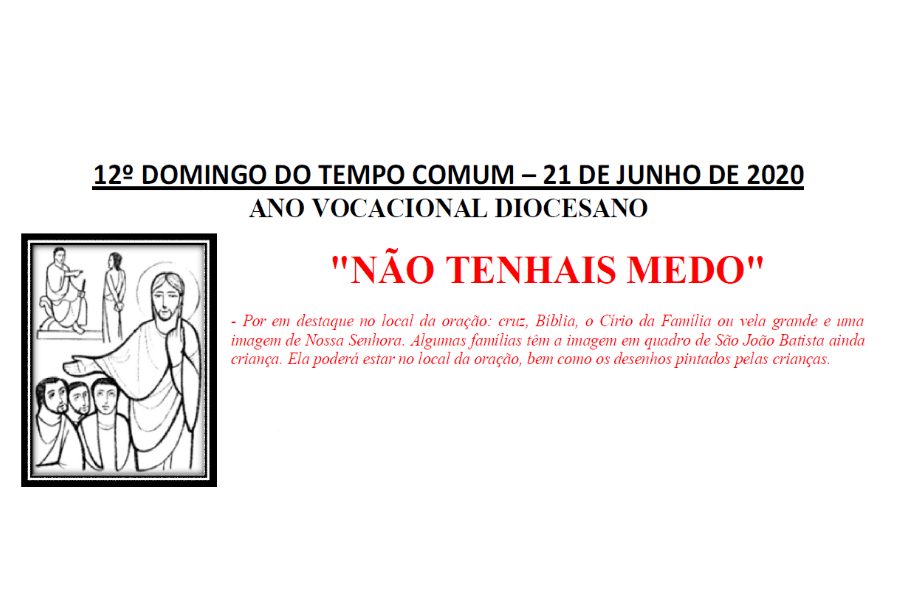 Folheto de celebração do 12° Domingo do Tempo Comum em Família