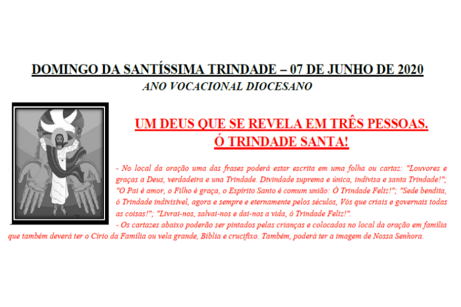 Folheto de celebração do Domingo da Santíssima Trindade em Família